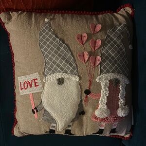 Holiday Gnome Decorative Pillow - Pink and Gray